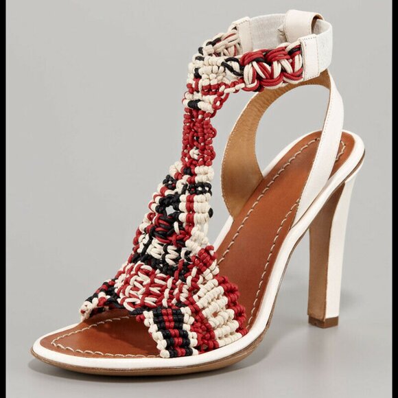 CHLOE SHOES WOVEN LEATHER GLADIATOR 'TRIBAL' SANDALS MULTI COLOR sz 39.5 / 9.5 - Picture 3 of 10